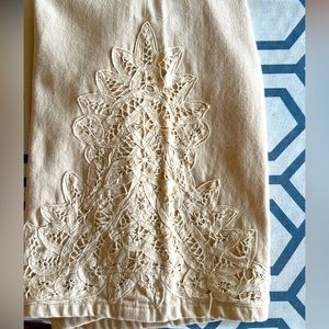 Lauren Jeans Co. by Ralph Lauren Light Tan Jeans with Battenburg Lace